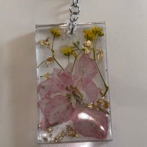 Handcrafted Pink and Yellow Floral Key Holder